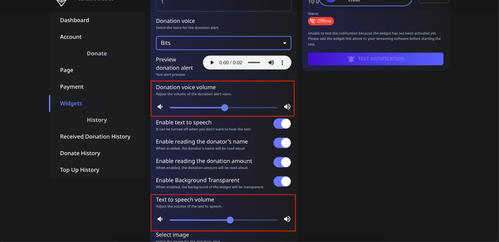Set Donation Voice and Text-to-Speech Volume